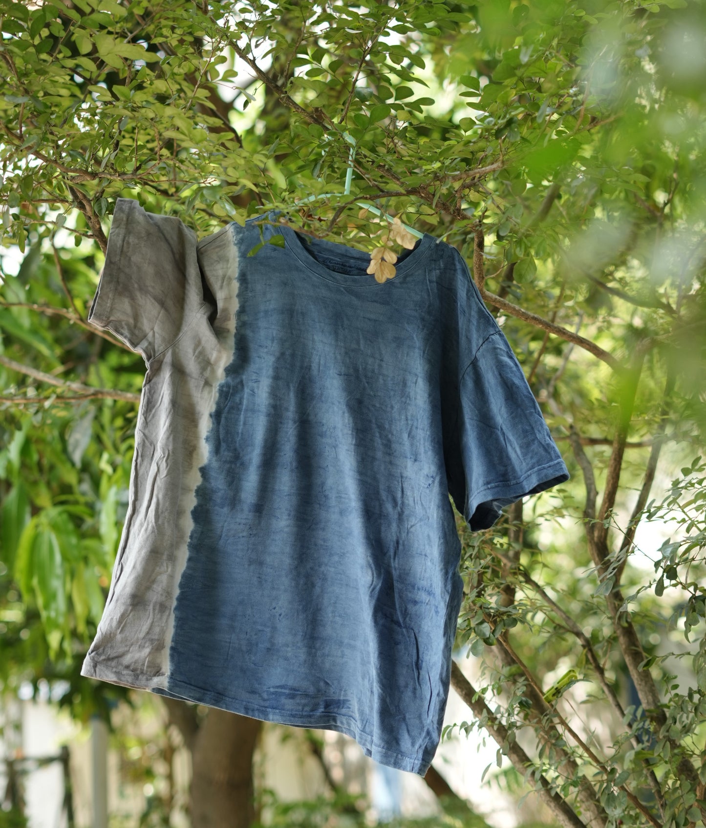Nimāii| Natural Dyed T-shirts for Men | Organic Cotton | Navy White Sandgray