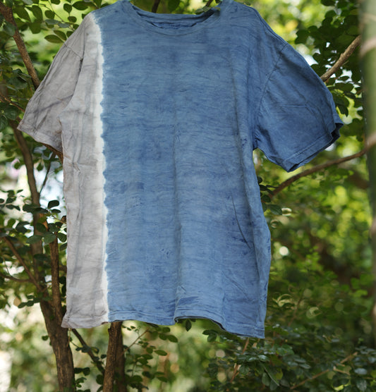 Nimāii| Natural Dyed T-shirts for Men | Organic Cotton | Navy White Sandgray